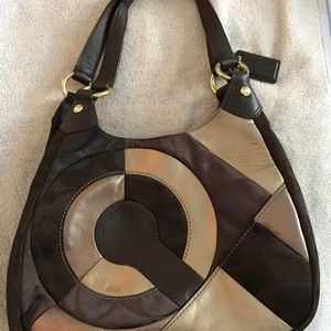 Coach Inlaid Chocolate/Gold patchwork hobo bag